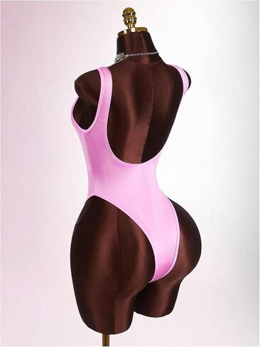 WDIRARA Women's Letter Graphic Backless Tank Bodysuit Scoop Neck Sleeveless High Cut Leotard Body Suit in Kuwait