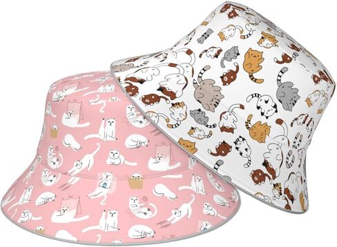 Bucket Hat Beach Summer Sun Hat Reversible Fisherman Hats Double Sided Wearing for Women Men Boys Girls in Saudi Arabia