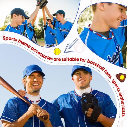 Liliaafar 2 Pcs Baseball Necklaces 18'' Beaded Necklace Chain Three Braided Rope Titanium Accessory Sport Gift Birthday in Saudi Arabia