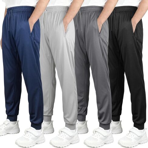 عبوة من 4 سراويل رياضية شبكية للأولاد، سراويل رياضية خفيفة الوزن مع جيوب ورباط in Kuwait