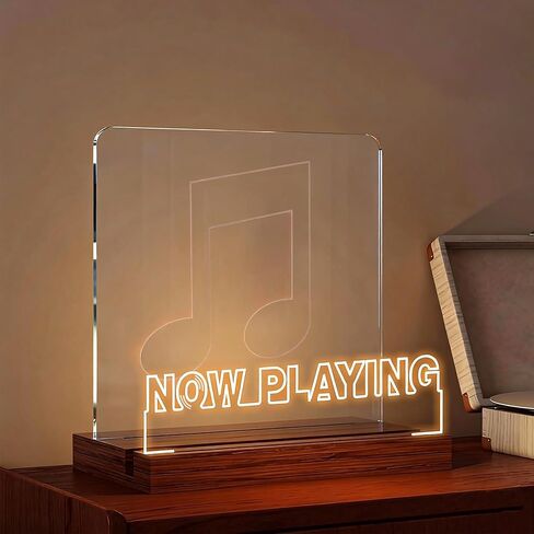 حامل تسجيل الفينيل من Now Playing مع سطوع قابل للتعديل، حامل سطح المكتب بقاعدة من الأكريليك والخشب مقاس 5 مم لفينيل مقاس 12 بوصة، هدية لمحبي الموسيقى in Kuwait