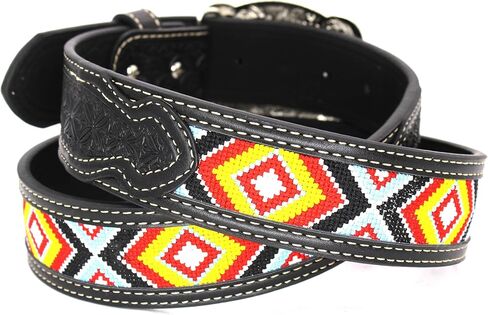 Embroidery Fabric Belt Aztec Print Men Women Cowboy Genuine Leather in Saudi Arabia