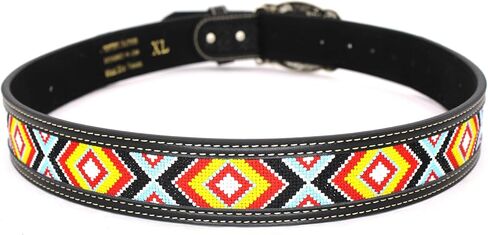 Embroidery Fabric Belt Aztec Print Men Women Cowboy Genuine Leather in Saudi Arabia