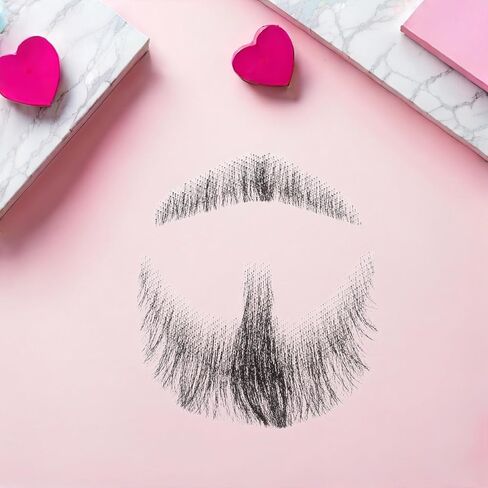 شعر بشري واقعي لحية مزيفة من LOGOFUN مع دانتيل غير مرئي للرجال، مكياج أزياء الهالوين المسرحية in Kuwait