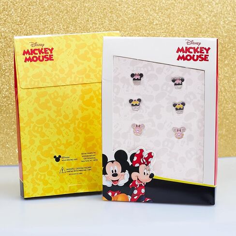 Disney Minnie and Mickey Mouse Earrings 3-Pack Official License, Enamel-Plated Cupcakes and Donuts Stud Earrings in Saudi Arabia