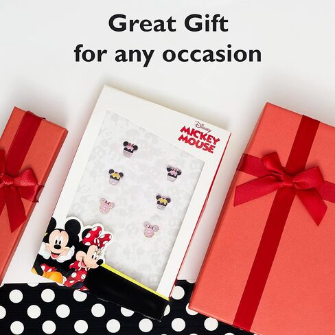 Disney Minnie and Mickey Mouse Earrings 3-Pack Official License, Enamel-Plated Cupcakes and Donuts Stud Earrings in Saudi Arabia