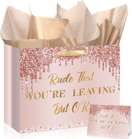 Farewell Going Away Party Decorations,Rude That You're Leaving But Ok&We Will Miss You Gift Bags with Wrapping Paper Card for Moving Away,Goodbye,Retirement,Coworker Leaving Party Supplies Decor Gifts in Saudi Arabia