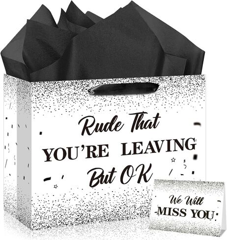 Farewell Going Away Party Decorations,Rude That You're Leaving But Ok&We Will Miss You Gift Bags with Wrapping Paper Card for Moving Away,Goodbye,Retirement,Coworker Leaving Party Supplies Decor Gifts in Saudi Arabia