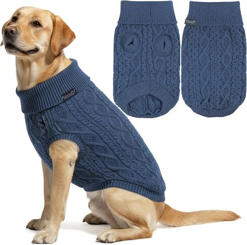 Parisian Pet Dog Sweaters - Pull Over, Turtle Neck Red Dog Sweater - Reindeer Cable Knit Dog Christmas Outfit - Fall, Winter Dog Clothes - Flexible Dog Sweaters for Medium Dogs - M in Saudi Arabia