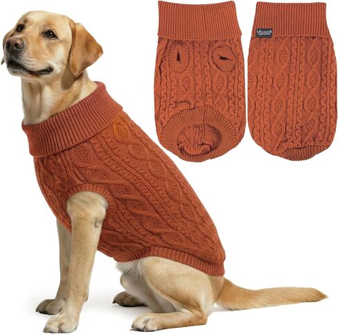 Parisian Pet Dog Sweaters - Pull Over, Turtle Neck Red Dog Sweater - Reindeer Cable Knit Dog Christmas Outfit - Fall, Winter Dog Clothes - Flexible Dog Sweaters for Medium Dogs - M in Saudi Arabia