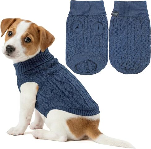 Parisian Pet Dog Sweaters - Pull Over, Turtle Neck Red Dog Sweater - Reindeer Cable Knit Dog Christmas Outfit - Fall, Winter Dog Clothes - Flexible Dog Sweaters for Medium Dogs - M in Saudi Arabia