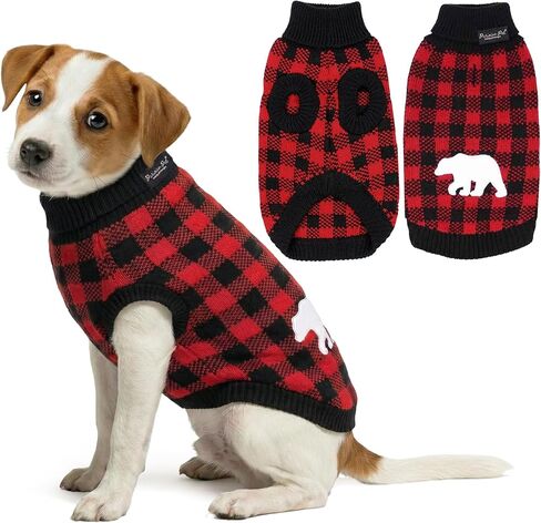 Parisian Pet Dog Sweaters - Pull Over, Turtle Neck Red Dog Sweater - Reindeer Cable Knit Dog Christmas Outfit - Fall, Winter Dog Clothes - Flexible Dog Sweaters for Medium Dogs - M in Saudi Arabia
