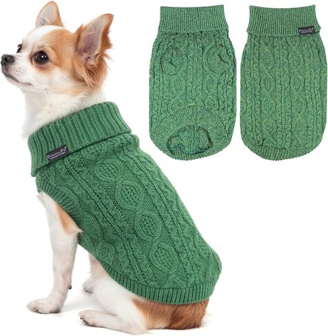 Parisian Pet Dog Sweaters - Pull Over, Turtle Neck Red Dog Sweater - Reindeer Cable Knit Dog Christmas Outfit - Fall, Winter Dog Clothes - Flexible Dog Sweaters for Medium Dogs - M in Saudi Arabia