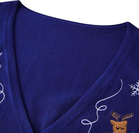 Women Christmas Sweater Vests Snowman Embroidery Sleeveless Button Cardigan Holiday Knit Tank Top Xmas Santa Claus Vest in Saudi Arabia
