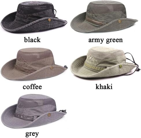 Sun Hat Adjustable Jungle Hat Breathable Wide Brim Men & Women Bucket Hat(Khaki) in Saudi Arabia