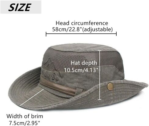 Sun Hat Adjustable Jungle Hat Breathable Wide Brim Men & Women Bucket Hat(Khaki) in Saudi Arabia