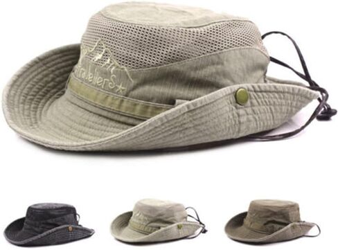 Sun Hat Adjustable Jungle Hat Breathable Wide Brim Men & Women Bucket Hat(Khaki) in Saudi Arabia