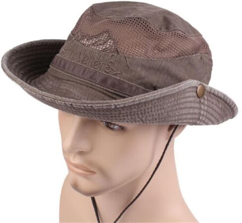 Sun Hat Adjustable Jungle Hat Breathable Wide Brim Men & Women Bucket Hat(Khaki) in Saudi Arabia