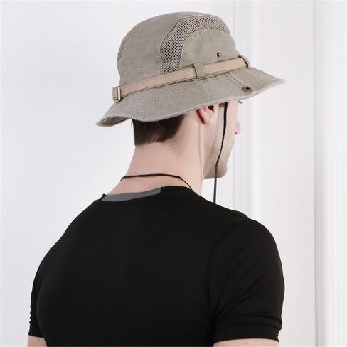 Sun Hat Adjustable Jungle Hat Breathable Wide Brim Men & Women Bucket Hat(Khaki) in Saudi Arabia