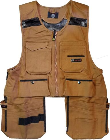 Men Work Vest Pockets Utility Vest Tool Pockets Pro (Large, Brown Duck) in Saudi Arabia