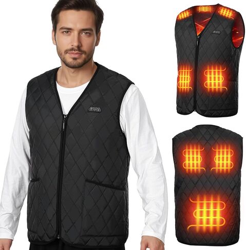 KEMIMOTO Heated Vest for Men, Winter Heated Jackets for Men, Mens V-Neck Puffer Vest, Quilted Vests (Batteries Not Included) in Saudi Arabia