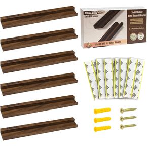 Vinyl Wall Mount No Drill with 2 Mount Options(Adhesive & Screws), 6 Pack Solid Walnut Wood Record Display No Screws, Record Shelves for Wall, Album Magazine, Record Shelf, Vinyl Holder Wall in Saudi Arabia