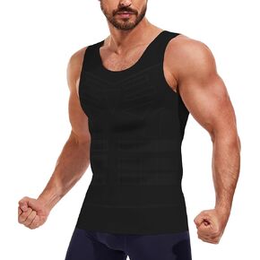 Nebility Shapewear Mens Compression Shirt Slimming Vest Body Shaper Undershirt Workout Tank Top Tummy Control in Saudi Arabia