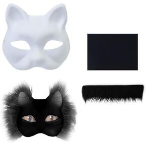 Halloween Therian Mask Blank DIY Wolf Cat Mask Animal Therian Costume Masks Masquerade Cosplay Dress Up Fursuits Masks in Kuwait