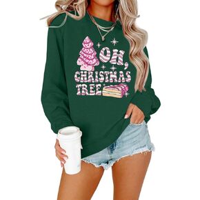 MOUSYA Farm Fresh Christmas Tree Cakes Sweatshirt Woman Christmas Crewneck Sweater Xmas Gifts Top Casual Long Sleeve Tops in Kuwait