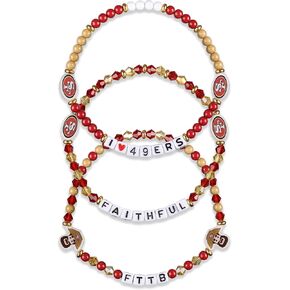 FOCO NFL unisex-adult NFL Team Logo Officially Licensed 3-Pack Beaded Friendship Bracelets in Kuwait