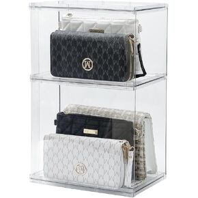4 Pack Purses Organizer for Closet, Plastic Stackable Storage Rack for Bathroom, Bedroom and Kitchen, Clear Display Stand for Handbags, High Heels, Clothes, Collectibles (Tall) in Kuwait