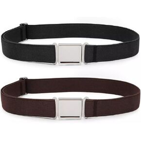 2 Pcs Black Brown Kids Magnetic Belt Adjustable Elastic Belt with Magnetic Buckle for Boys Girls in Saudi Arabia