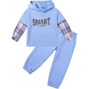 Zupora Toddler Boy 2 Pc Tracksuit Plaid Hoodie Jogger Pants Fall Winter Outfit Set Long Sleeve Casual School Christmas 18M-6Y in Saudi Arabia