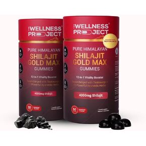 مشروع العافية 12 في 1 شيلاجيت جولد ماكس علكات | 4000 مجم شيلاجيت الهيمالايا، الزعفران، تونغكات علي، أشواغاندا، جذر الماكا، جوكشورا| حمض الفولفيك والمعادن النادرة| بدون سكر مضاف| 60 علكة in Kuwait