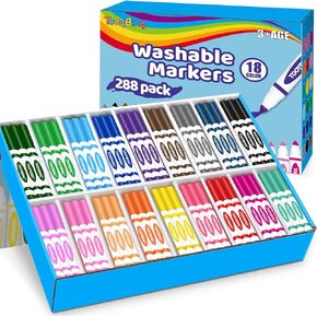 24 Color Washable Markers, Colored Washable Markers for Kids, Broad Tip Durable Markers for Coloring Book, Back to School Classroom Art Supplies for Students Teachers Children in Kuwait
