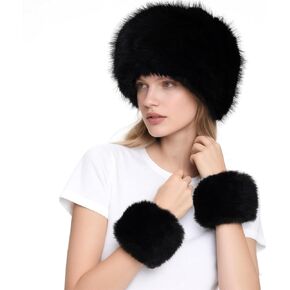 Faux Fur Headband Set Faux Fur Wrist Cuff for Women Earwarmer Arm Warmer Cold Weather Indoor Outdoor in Saudi Arabia