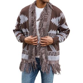 ZAFUL Men's Cardigan Sweater V Neck Button Up Sweater Long Sleeve Casual Satellite Pattern Knitted Sweater in Saudi Arabia