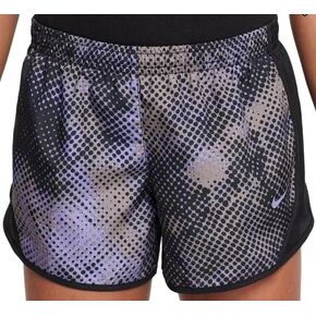 شورت Nike Big Girls مطبوع Tempo Dri-FIT مقاس 3 بوصات، أسود/بني مينك/جمشت مترب، مقاس متوسط in Kuwait