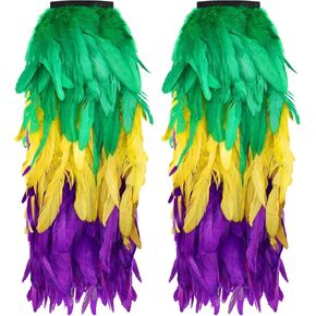 أغطية أحذية Liitrsh Mardi Gras لتدفئة الساق من الريش من Mardi Gras باللون الأرجواني والأخضر والأصفر لتدفئة الساق منفوش لحفلات الكرنفال والحفلات التنكرية والإكسسوارات in Kuwait