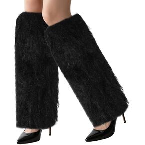 Women Faux Fur Fluffy Leg Warmers Fuzzy Long Boot Covers Furry for Christmas Costume in Saudi Arabia