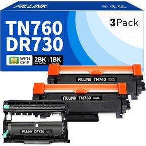 خرطوشة حبر TN760 لـ Brother TN-760 TN-730 لطابعات Brother HL-L2350DW HL-L2395DW MFC-L2710DW MFC-L2690DW DCP-L2550DW، أسود عالي الإنتاجية (عبوتان) in Kuwait