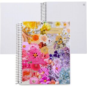 Erin Condren Journal For Women 8.5" X 11" Spiral Bound Dot Grid Notebook - Flora Peony, 5Mm Dot Gridnotebook, 80 Lb, Thick Paper, Stickers Included in Kuwait