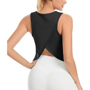 Liuetssroy Workout Tank Tops for Women Cropped Athletic Tops Sleeveless Open Back Activewear Yoga Gym Tops Loose Fit in Saudi Arabia