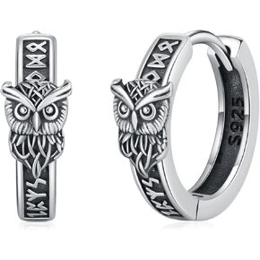 Viking Wolf Earrings S925 Sterling Silver Hoop Earrings Viking Jewelry for Men Women in Kuwait
