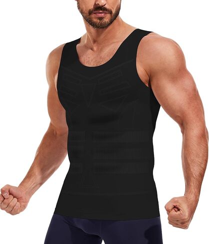 Nebility Shapewear Mens Compression Shirt Slimming Vest Body Shaper Undershirt Workout Tank Top Tummy Control in Saudi Arabia