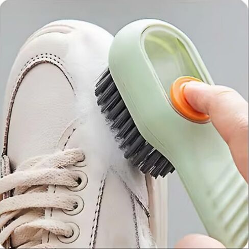 1PC Multi-Surface Cleaning Brush with Soft Silicone Bristles Shoe Scrubber Brush with Soap Dispenser -Suitable for Stain Removal on Shoes, Green in Saudi Arabia