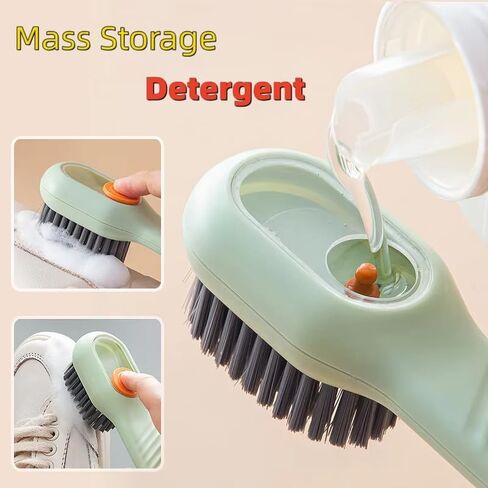 1PC Multi-Surface Cleaning Brush with Soft Silicone Bristles Shoe Scrubber Brush with Soap Dispenser -Suitable for Stain Removal on Shoes, Green in Saudi Arabia