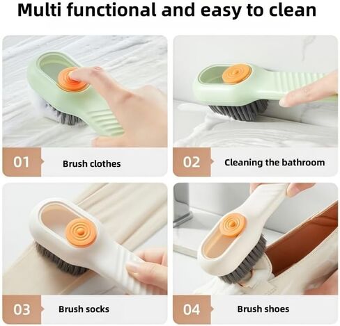 1PC Multi-Surface Cleaning Brush with Soft Silicone Bristles Shoe Scrubber Brush with Soap Dispenser -Suitable for Stain Removal on Shoes, Green in Saudi Arabia