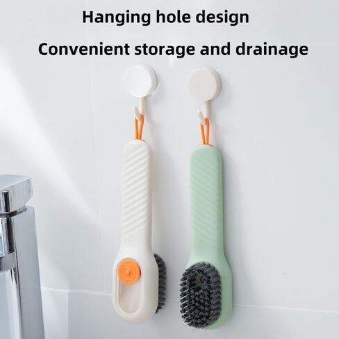 1PC Multi-Surface Cleaning Brush with Soft Silicone Bristles Shoe Scrubber Brush with Soap Dispenser -Suitable for Stain Removal on Shoes, Green in Saudi Arabia