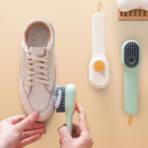1PC Multi-Surface Cleaning Brush with Soft Silicone Bristles Shoe Scrubber Brush with Soap Dispenser -Suitable for Stain Removal on Shoes, Green in Saudi Arabia